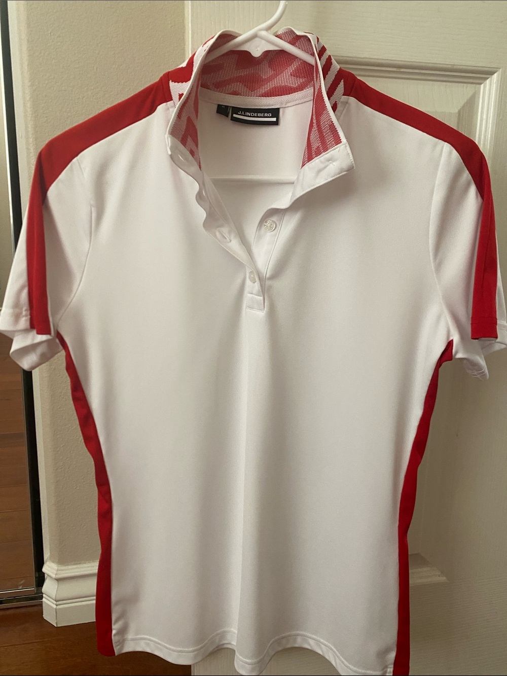 J.Lindeberg Kids White Polo with Red Panels